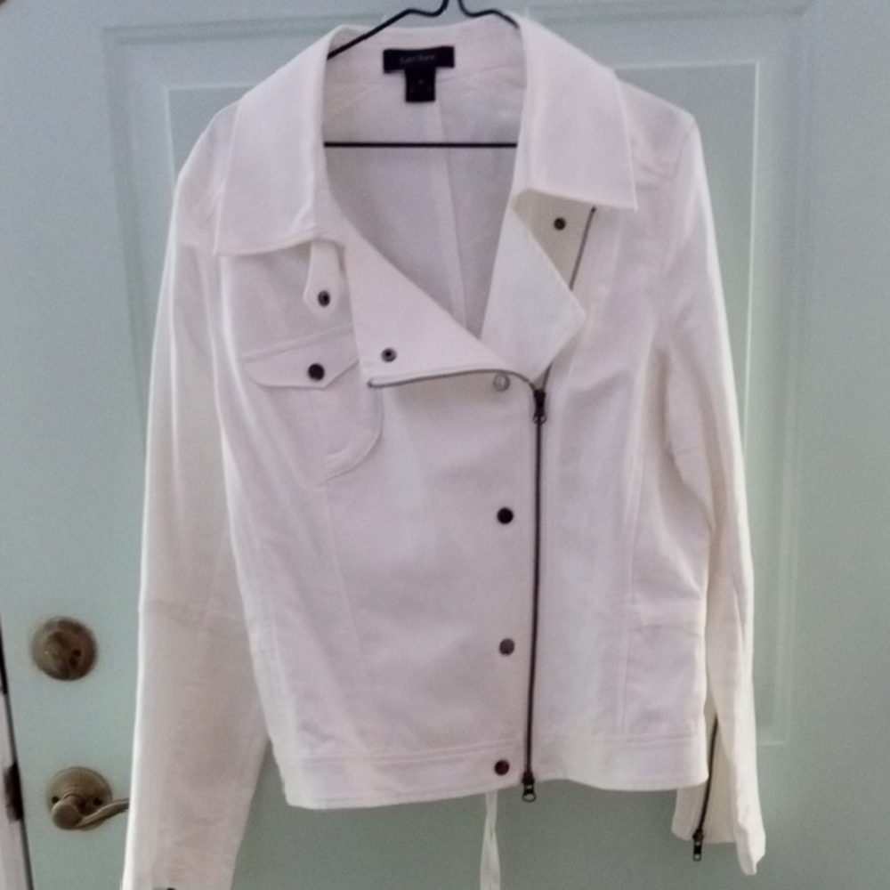 Karen Kane White Jean Jacket - Picture 1 of 4